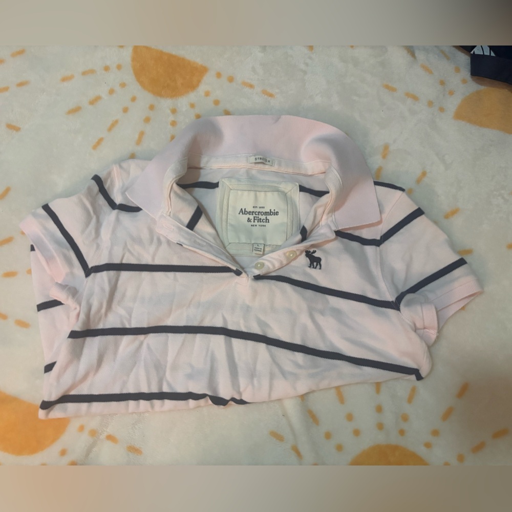 Abercrombie & Fitch Pink Striped Polo Shirt